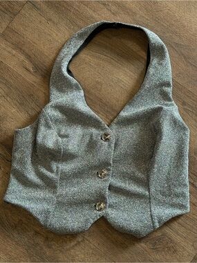 Shimmery Silver Halter Vest Top
